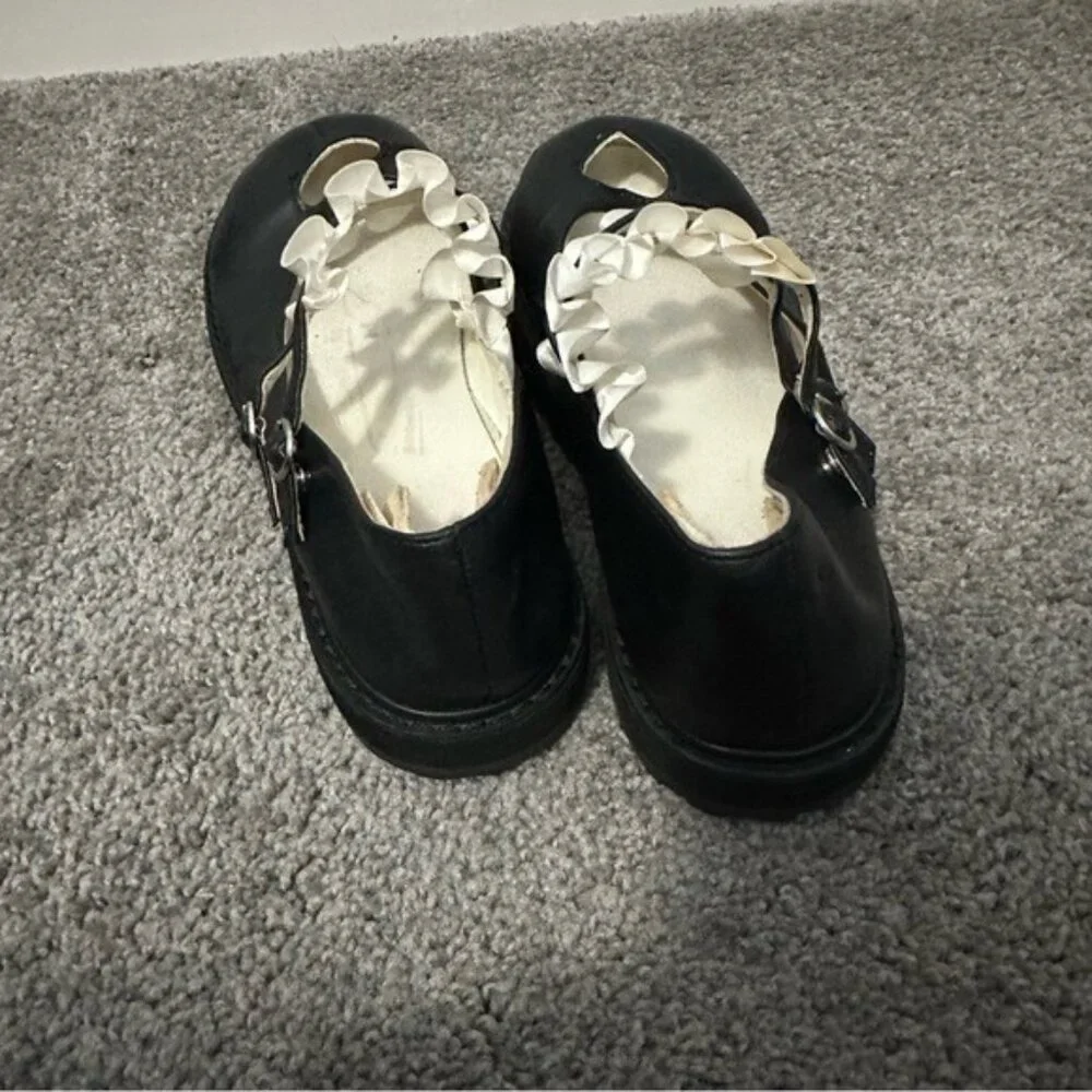 Lorie & Knight Lolita Mary Jane Shoes Black Heart Platform 8.5 Y2K